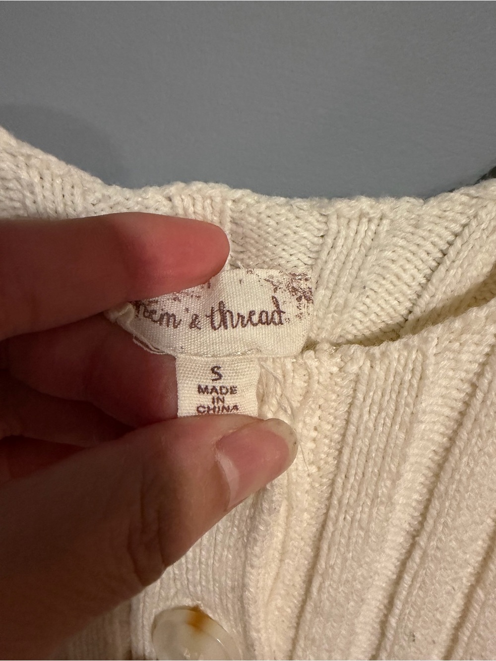 Hem & Thread Cream Ribbed Button Front Crop Tank - Picture 2 of 2